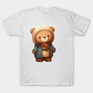 Cute Bear Cartoon Adventurer Adorable Kawaii Animal T-Shirt